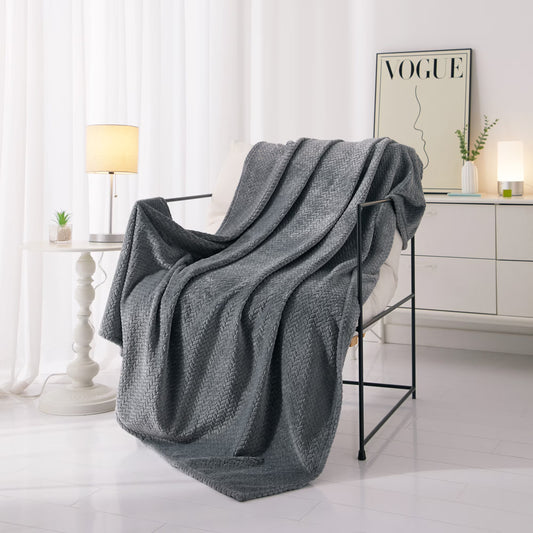 Mainstays Cozy Textured Plush Throw Blanket (Grey, 50"x60")
