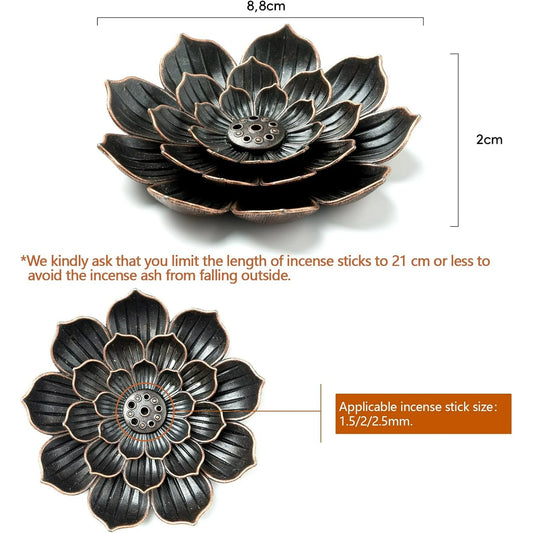 Brass Lotus Incense Holder Set (2-Pack)