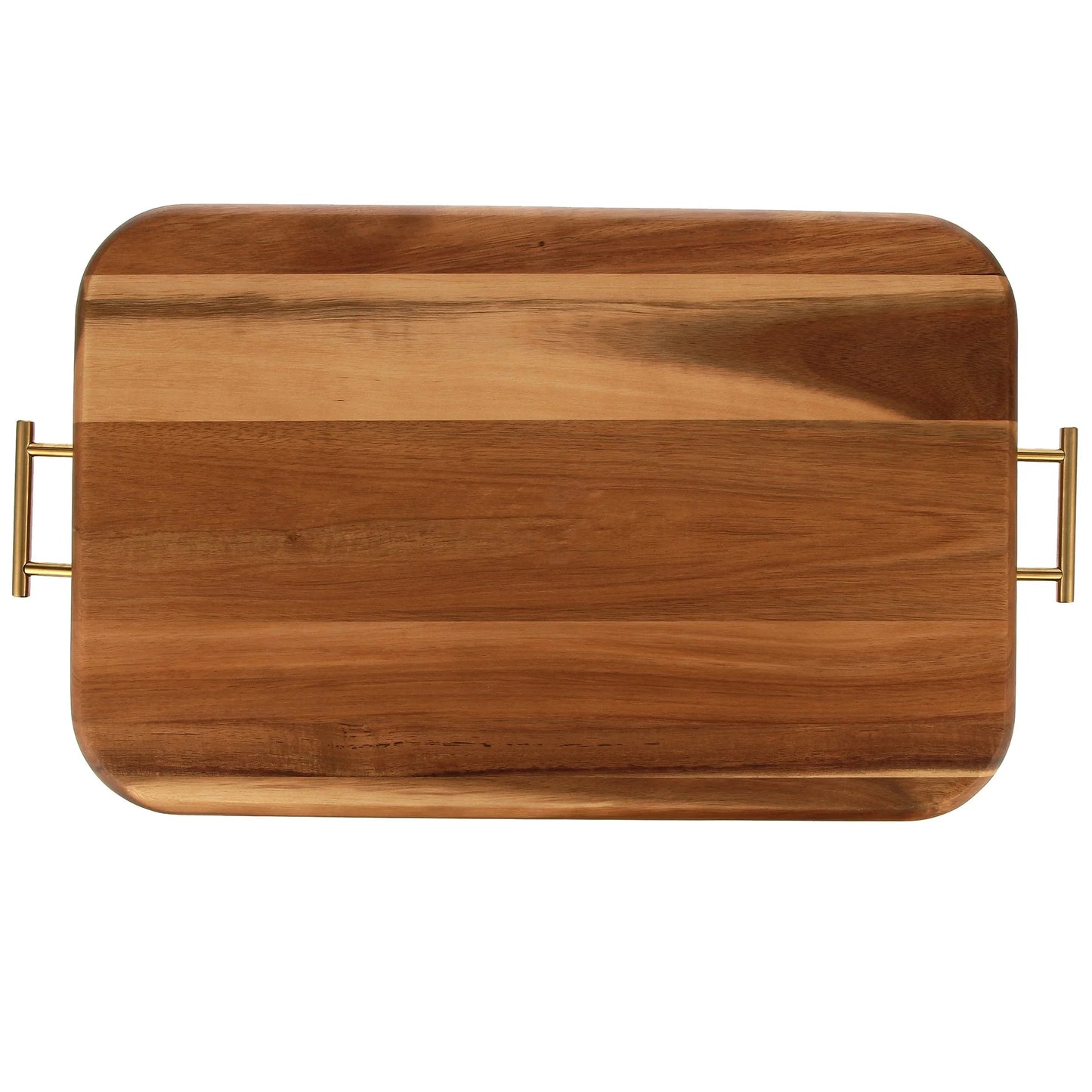 Better Homes & Gardens Acacia Wood Serving Tray (Gold Handles)