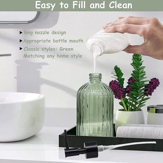 Green Glass Soap Dispenser Set (13.5oz, 2-Pack)