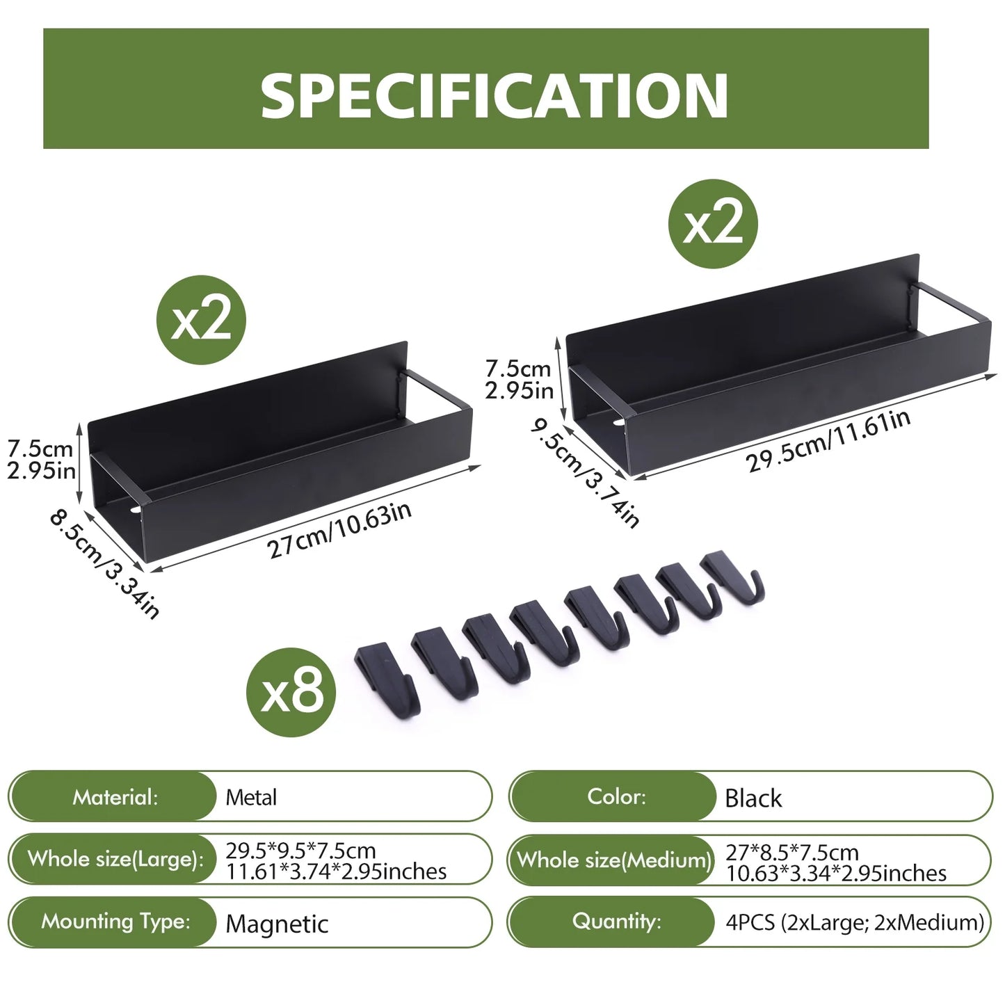 Magnetic Fridge Spice Rack Set (4-Pack)