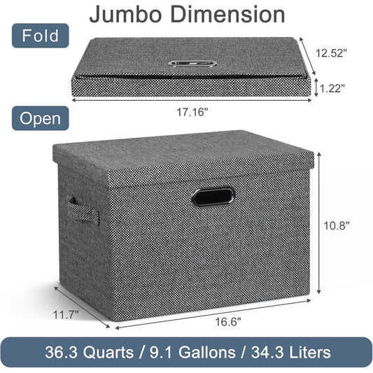 Collapsible Storage Bins with Lids (3-Pack, 36Qt)