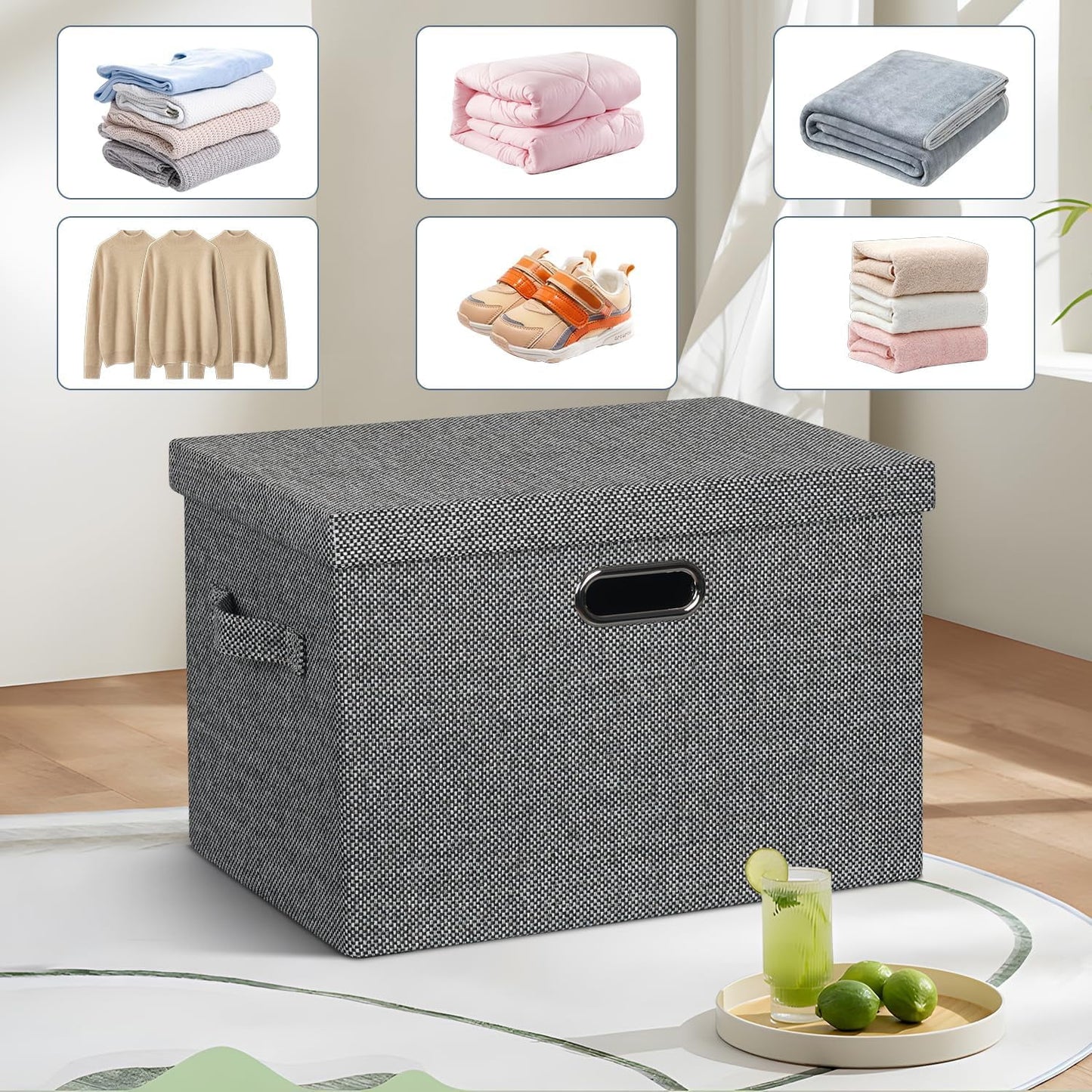 Collapsible Storage Bins with Lids (3-Pack, 36Qt)