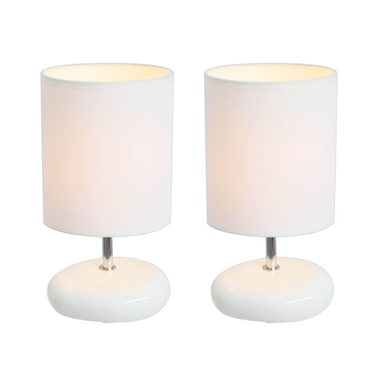 Stonies Stone Look Bedside Lamp Set (White, 2-Pack)