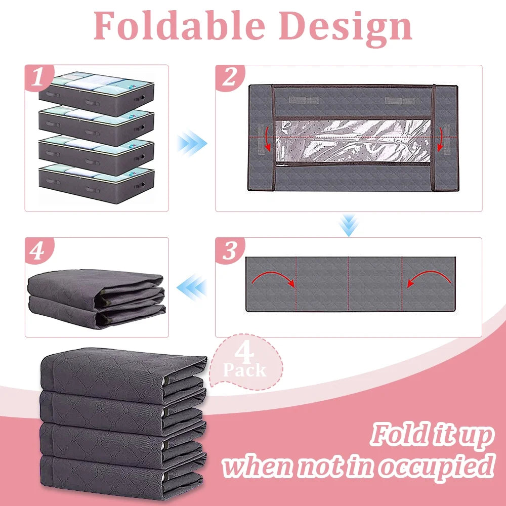 Under Bed Storage Bags (4-Pack, 90L)