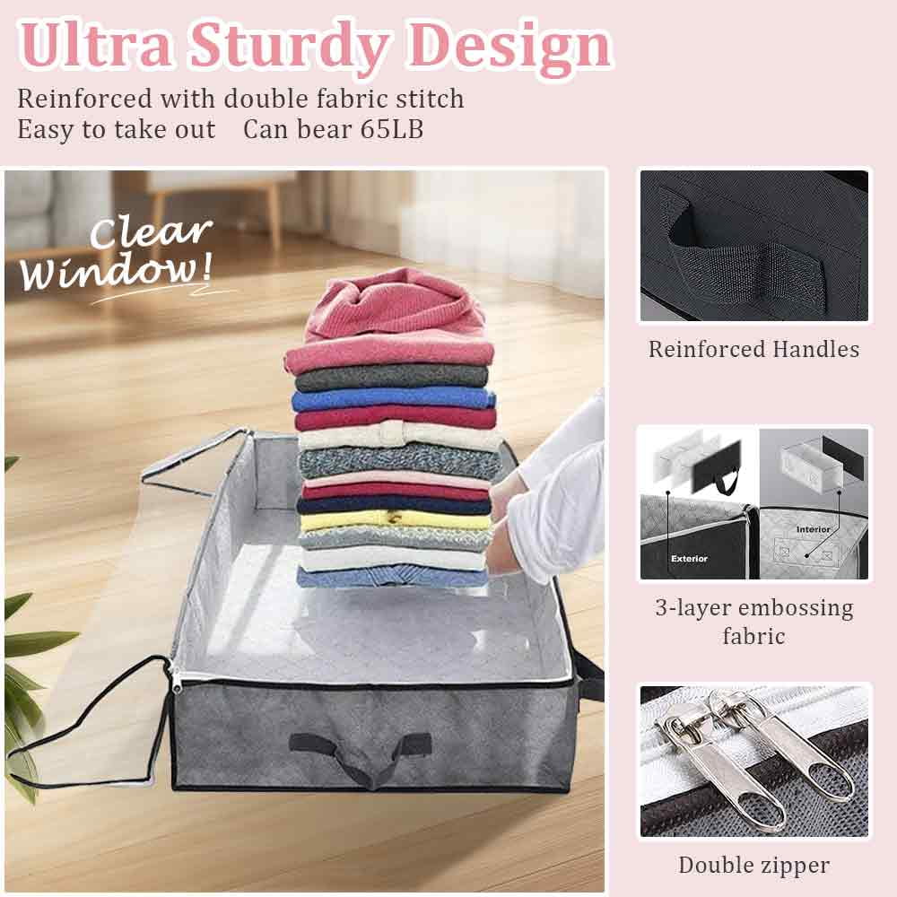 Under Bed Storage Bags (4-Pack, 90L)