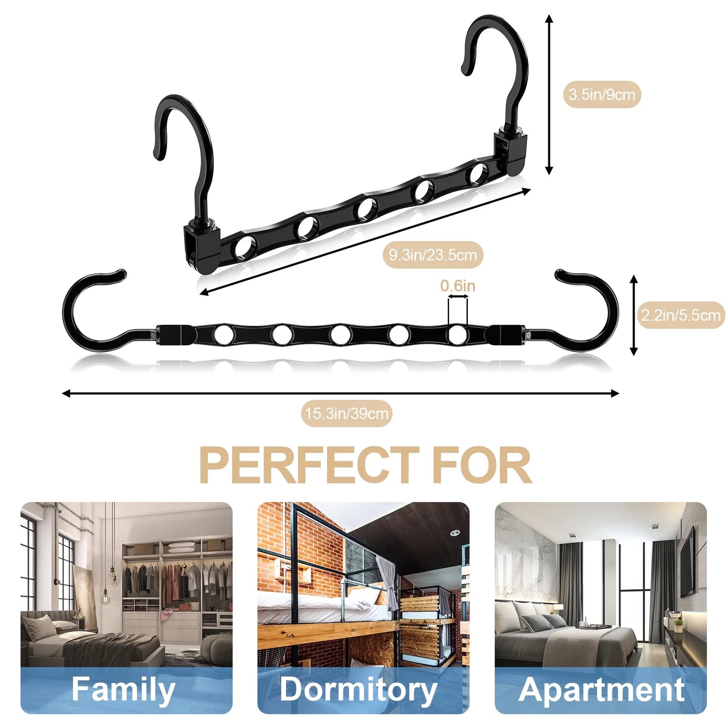 Scidweet Space-Saving Hangers (18-Pack, Black)