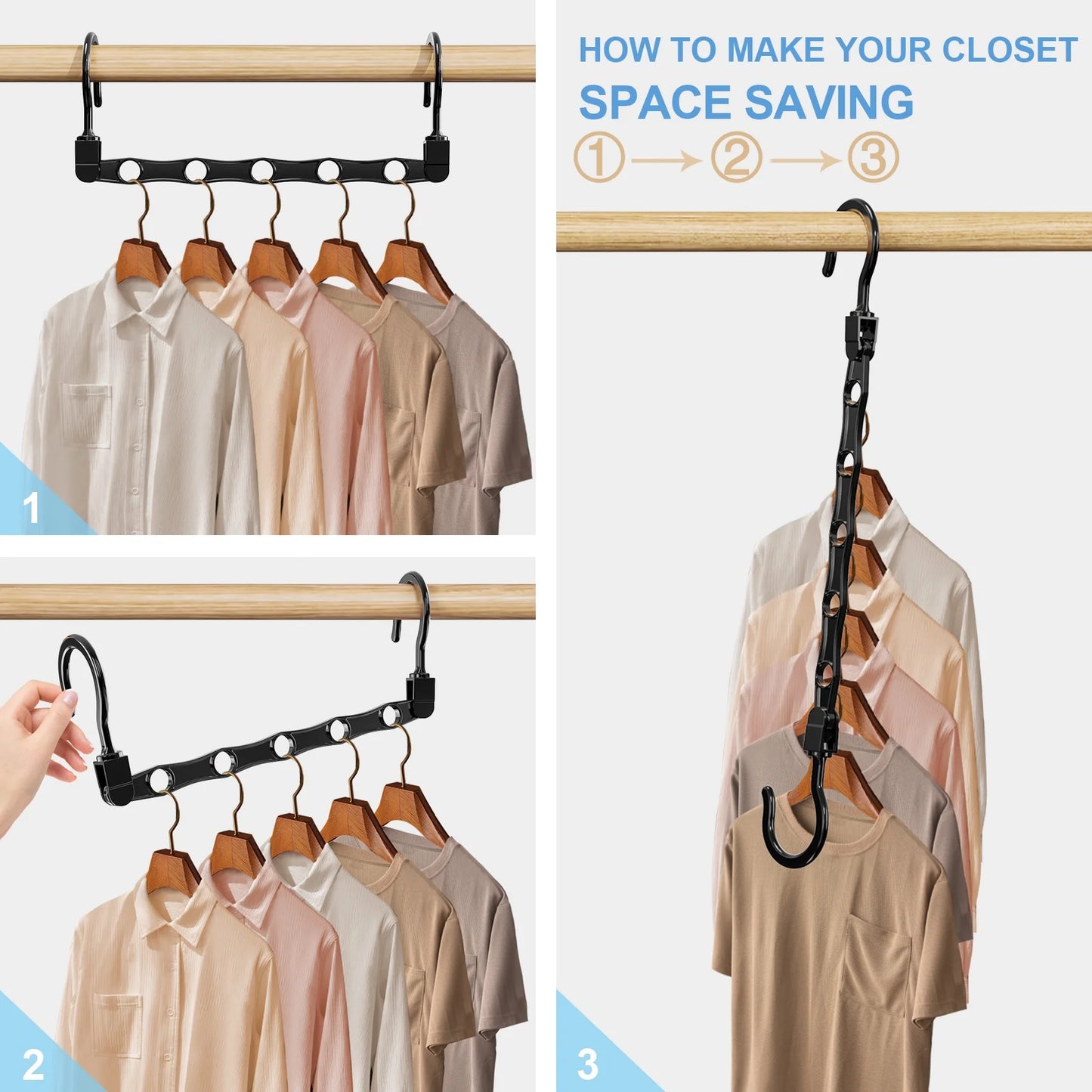 Scidweet Space-Saving Hangers (18-Pack, Black)